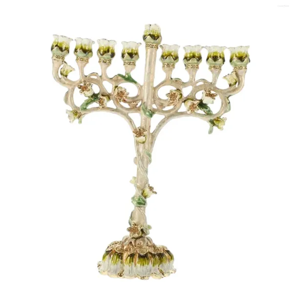 Castiçais Hanukkah Menorah Peça Central Tradicional Clássico Elegante para Mesa de Jantar Desktop Decoração de Casa Natal Casamento