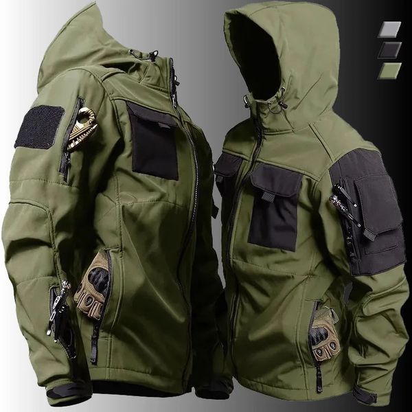 Chaqueta táctica de concha suave para hombre, agente especial militar, a prueba de viento, impermeable, multibolsillos, chaquetas de carga, abrigos de combate SWAT al aire libre 240102