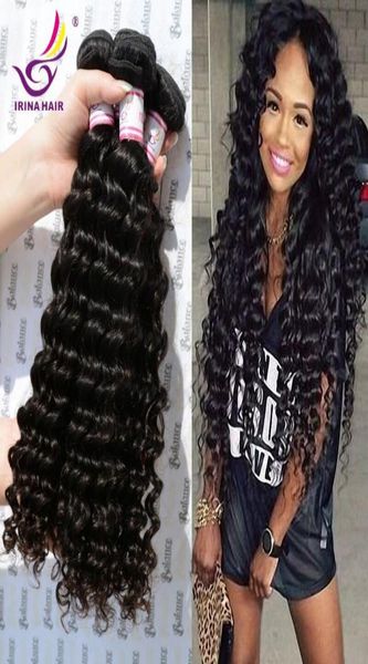 50 Off Dyeable Peruano Malaio Mongol Produtos de Cabelo Brasileiro Cabelo Virgem Onda Profunda 3 ou 4 Pacotes por lote Cabelo Humano Weave7076374