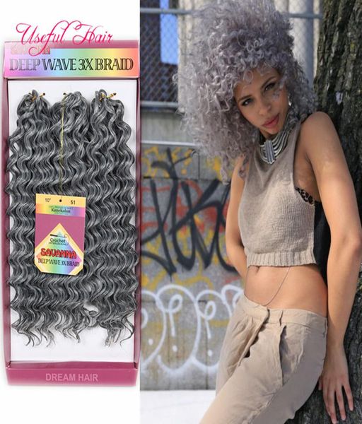 10 POLEGADAS SAVANA MAMBO onda profunda tranças de crochê CABELO 3 PCSBUNDLES Jamaican bounce cabelo sintético CROCHET extensões de cabelo ombre 7878422