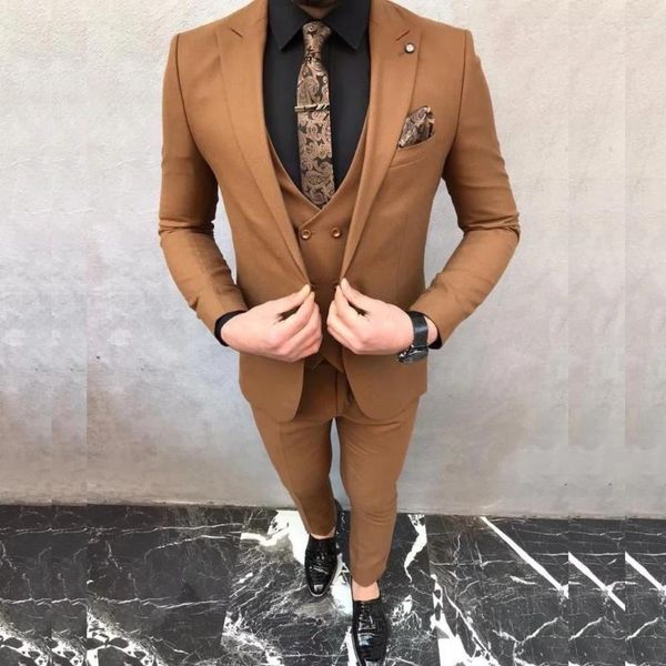 Herrenanzüge STEVDITG Luxus 3-teilige Jacke Hosen Weste Einreiher spitzes Revers Skinny Full Set Eleganter Blazer Herrenbekleidung