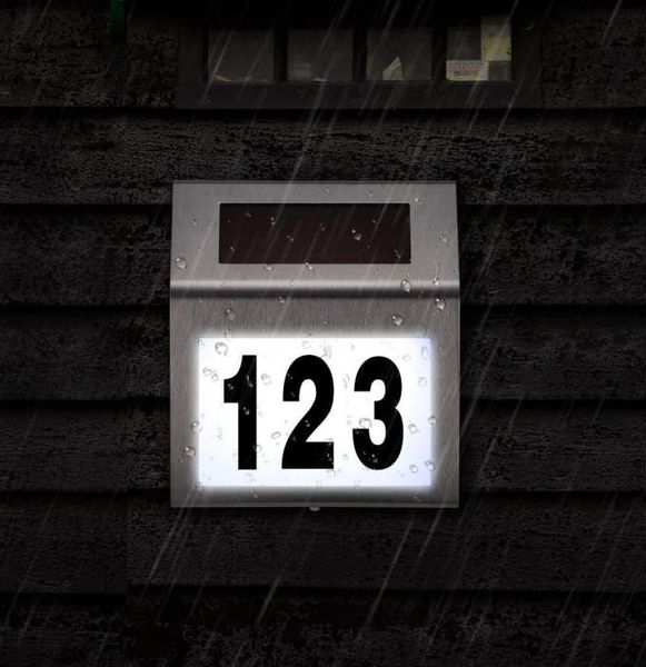 Numeri civici Segnaletica del numero di indirizzo solare Adatto per la luce della targa della casa in acciaio inossidabile Adatto per il cortile esterno S1187003