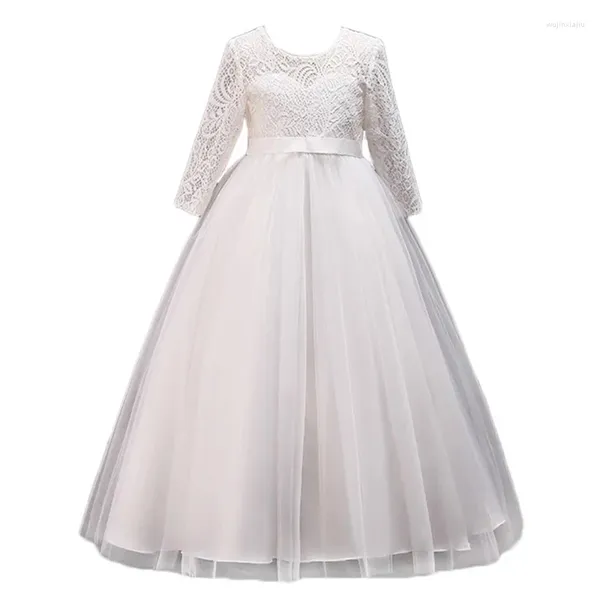 Mädchen Kleider Blume Mädchen Spitze Hochzeit Lange Teenager Party Prinzessin Kleid 4-15 Jahre Kinder Abend Weiß Vestido Kinder der Kleidung