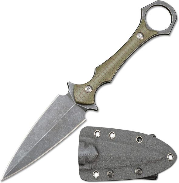 Promoção A1231 Faca reta de sobrevivência de alta qualidade D2 Black Stone Wash Lâmina de borda dupla Full Tang G10/Micarta Handle Outdoor Camping Facas táticas com Kydex