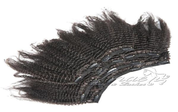 Vmae Clip-In-Extensions aus reinem Echthaar, 4A, 4B, 4C, verworren, glatt, 120 g, natürliche Farbe, vollständig ausgerichtet, afro-lockig, 4476115