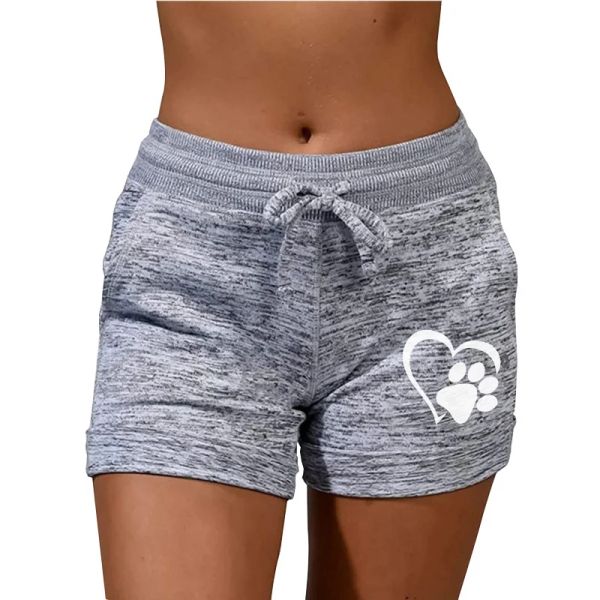 Pantaloncini da donna Pantaloncini da palestra estivi Pantaloncini sportivi a vita media con artiglio di cane carino Pantaloni fitness da spiaggia sexy Oversize da donna