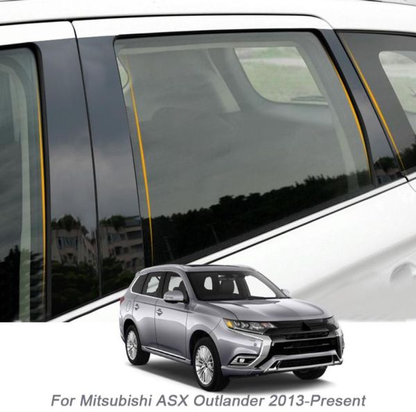 6PCS Auto Fenster Center Säule Aufkleber PVC Trim Scratch Film Für Mitsubishi ASX Outlander ZJ ZK 2013Presen Auto zubehör8209076