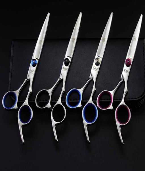 Neuankömmling Kasho 60 Zoll Haarschneideschere blau schwarz rosa Schraube 4CR professioneller Friseur Ausdünnung5488865