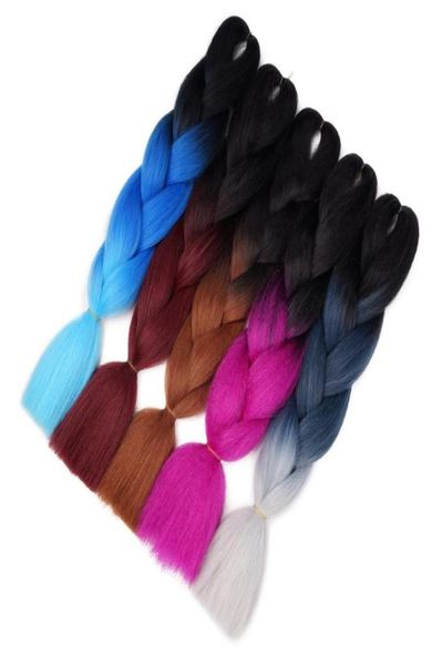 Extensões de cabelo de crochê sintético, extensões de cabelo ombre kanekalon jumbo loiro jumbo tranças penteados 24 polegadas 100g5184419