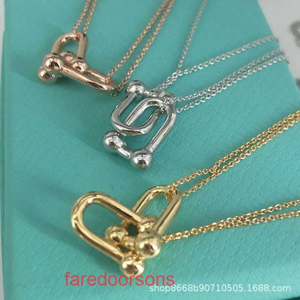 Tifannissm colar corrente coração colares jóias pingentes t família s925 prata esterlina ferradura fivela em forma de cruz feminino hardwear