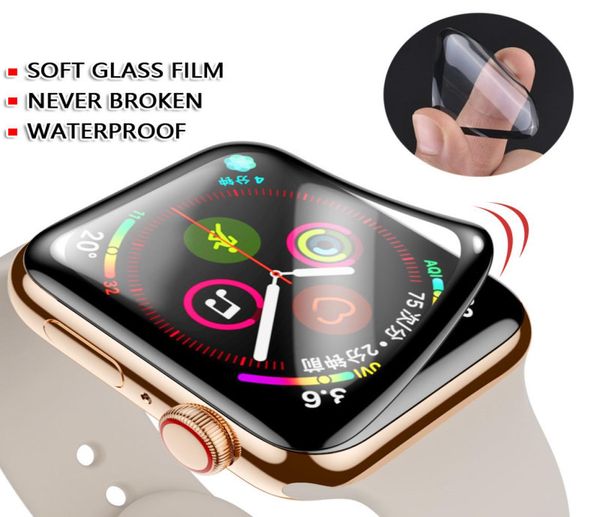 3D Tam Kapak Su geçirmez Pet Clear Saat Sergisi Koruyucu Apple Watch Serisi 1 2 3 4 5 Apple Iwatch 38mm 40mm 42mm 44mm2500079