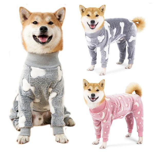 Pigiama in pile per abbigliamento per cani per cani di taglia media e grande Addensare Coral Feelce Modello a osso Cappotto invernale caldo per animali Tuta grande flessibile Grigio