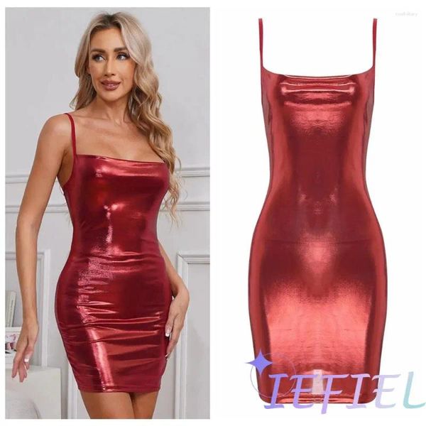 Abiti casual Donna Bodycon Increspato Hip Wrap Mini Cami Dress Cocktail Disco Party Nightclub Rave Dancing Clubwear Homecoming Stage