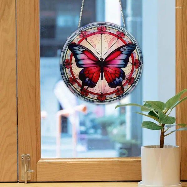 Decorações de jardim borboleta suncatcher decoração rústica interior pendurado na parede pingentes decoração da janela com correntes painel 3d