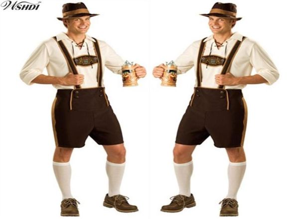 Costume Oktoberfest Lederhosen Bavarese Octoberfest Festival tedesco Birra Halloween per uomo Costumi birra Taglie forti M L XL 2XL298K4432527