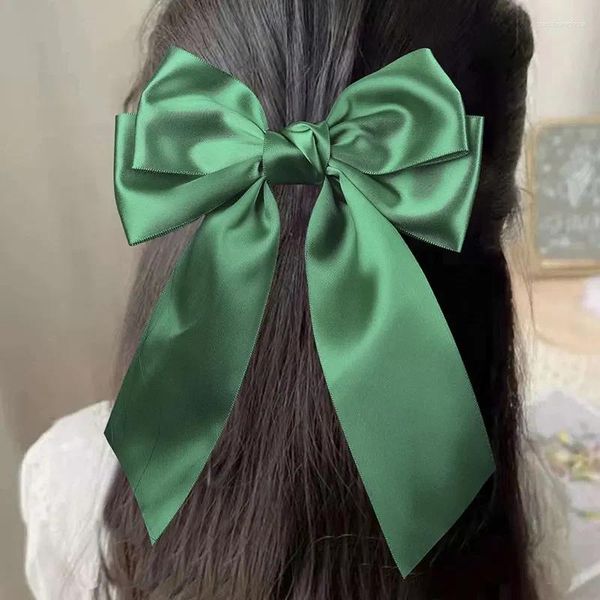 Acessórios de cabelo elegante grande arco clipe de seda para mulheres moda simples cetim rabo de cavalo hairpins barrettes meninas