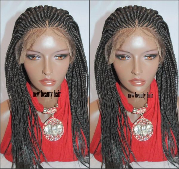 180 densidade artesanal renda frontal cornrow peruca áfrica estilo feminino caixa trança peruca de crochê tranças peruca dianteira do laço com bebê hai3585628