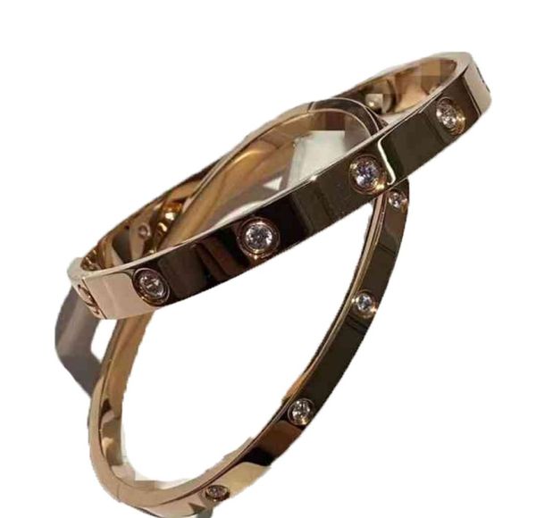 Bracciale 039s versatile alla moda, amore, versione ampia e stretta, dieci diamanti che non sbiadiscono, parola CNC, metallo placcato 18 carati 6724450