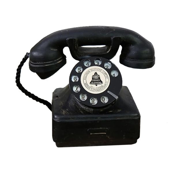 Modello di telefono fisso vecchio stile Decorazione murale decorativa classica Statua di telefono rotante vintage per ornamento da ufficio 240102