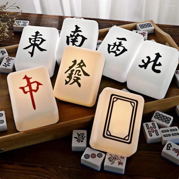 Luzes da noite Mahjong em forma de LED luz suave iluminação controle de toque silicone candeeiro de mesa de cabeceira decoração de casa