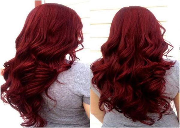 Brasileiro Onda Do Corpo Vermelho Cabelo Humano 3 Pacotes Borgonha 99j Brasileiro Virgem Cabelo Humano Tecer Dois Tons de Cabelo Colorido Tramas Extensões 3842761