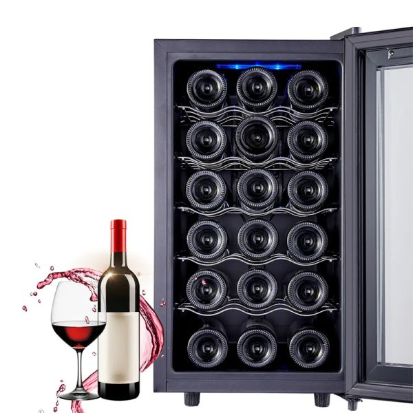 46L 18 Bastoncini Termostato Armadietto per il vino Raffreddamento a chip domestico Frigorifero per vino Umidificatore intelligente Armadietto per sigari/tè di grande capacità Portabottiglie