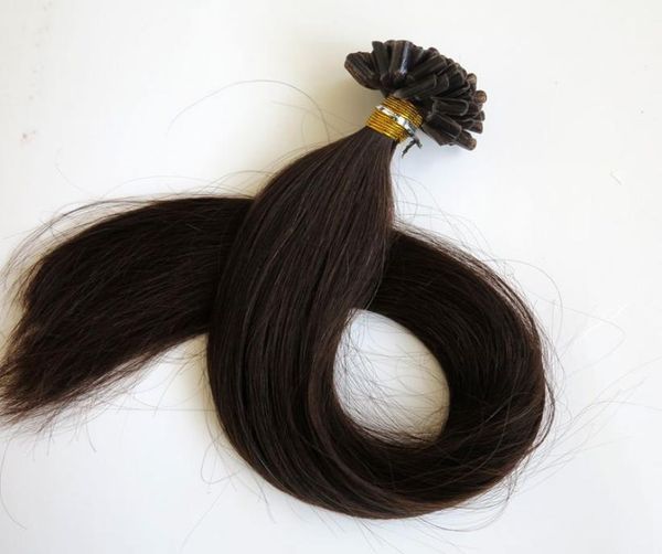 Top qualidade 100g 100 fios pré-ligados prego u ponta extensões de cabelo cabelo humano 18 20 22 24 polegadas 2marrom mais escuro brasileiro indiano hai1771736