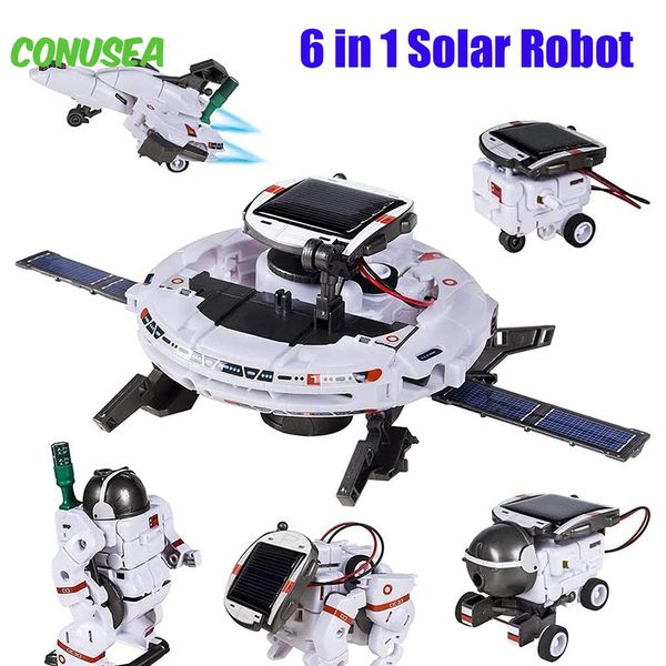 Criativo 6 em 1 Robô Solar Carro Navio Espacial Brinquedos Tecnologia Ciência Kits Solaire Energia Gadgets Tecnológicos Brinquedo Científico Meninos 240102