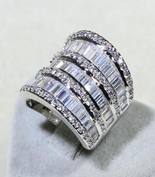 Infinity Sparkling Luxury Jewelry 925 Sterling Silber Princess Cut Full Stack 5A Zirkonia Party Wide Damen Ehering CZ3415907384