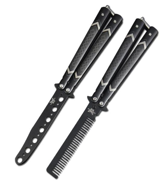 Modello retrò Farfalla Coltello da allenamento Pettini Tasca pieghevole Campeggio Viaggi Sport Spazzola per capelli Regalo di Natale per bambini UN8262619833