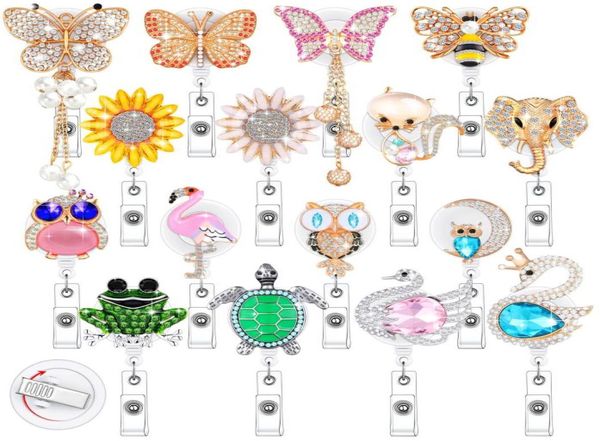 Altro materiale scolastico per ufficio L Porta badge retrattile Porta badge Crystal Id Reel Clip Strass Infermieristica carina con per le donne Do S5824582