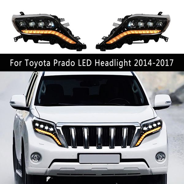 Tagfahrlicht Streamer Blinker Anzeige Für Toyota Prado LED Scheinwerfer 14-17 Front Lampe Fernlicht Angel Eye projektor Objektiv