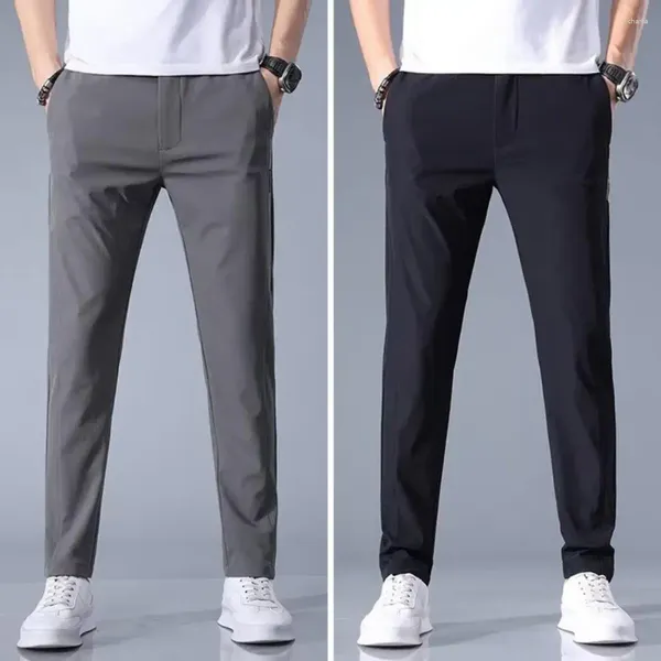 Männer Hosen 2024 Sommer Casual Männer Dünne Business Stretch Dünne Elastische Taille Jogger Koreanische Klassische Schwarz Grau Hosen Männlich