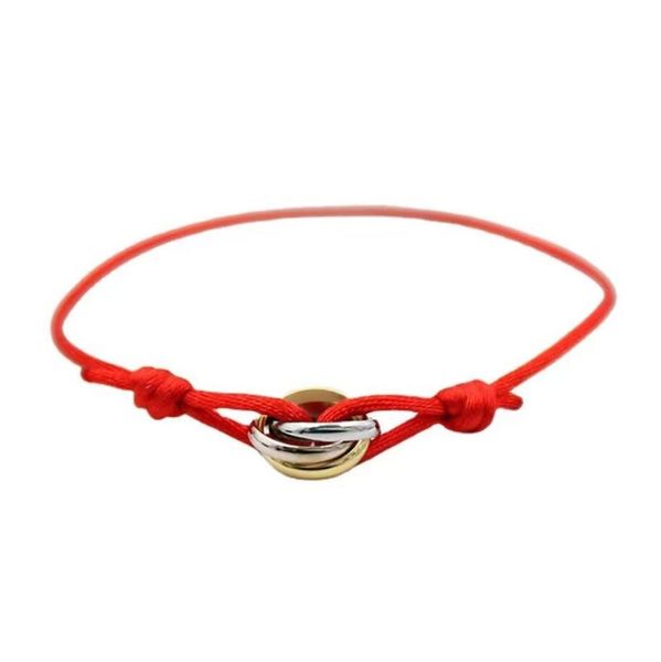 Moda de luxo pulseira de aço inoxidável quente designer de 3 anéis fivela de metal fita corrente de renda multi cor pulseira de tamanho ajustável pulseira feminina e masculina