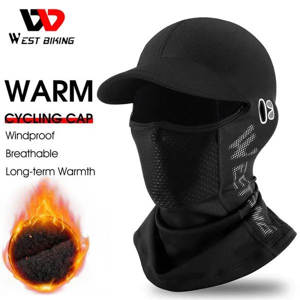 WEST BIKING Con tesa uomo donna maschera invernale caldo bicicletta casco da motociclista cappuccio interno pesca ciclismo passamontagna cappello da viaggio 240102