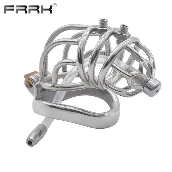 Frrk grande gaiola de castidade masculina com plug uretral pênis escroto anel bondage brinquedos eróticos sex shop dispositivos sexuais bloqueio de galo para homens 240102