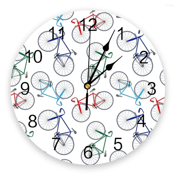 Настенные часы, красочные велосипедные белые часы, современный дизайн, украшение для гостиной, кухонные немые часы, домашний декор интерьера