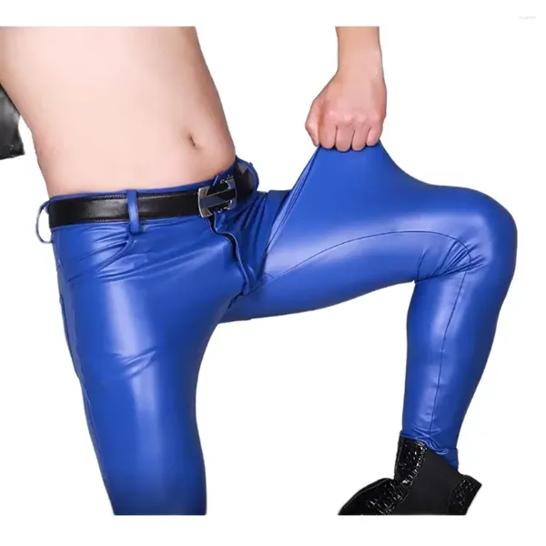 Pantaloni da uomo maschile in pelle finta a matita casual motociclisti per pantaloni per leggings convici convessi gamberi spessi gamberi jeans magri