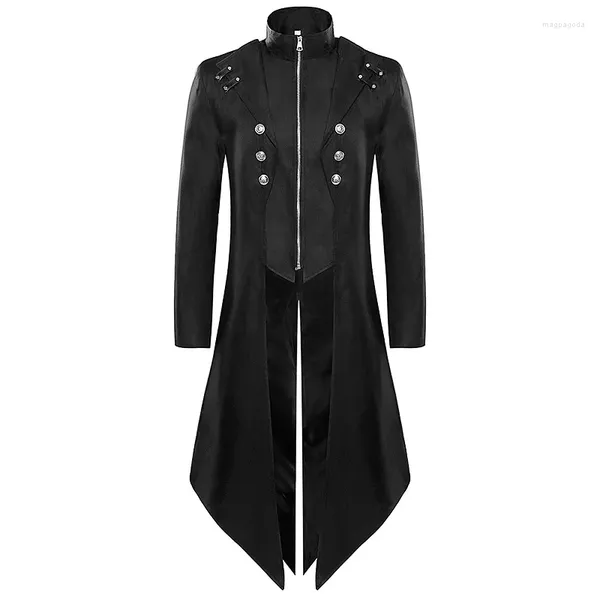 Мужские плащи, средневековая куртка, черное викторианское пальто, готическая мужская одежда, фрак в стиле стимпанк, костюм на Хэллоуин