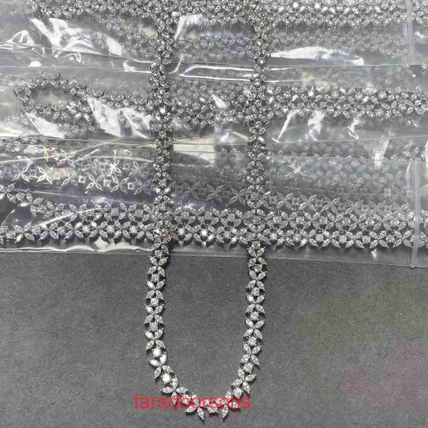 Top-Qualität Tifannissm Halskette für Frauen Online-Shop T Familie Volldiamant Pferdeauge Halskette 925 Sterling Silber Kragenkette Berühmtheit
