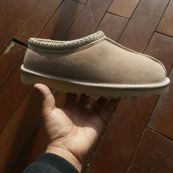 Tasman Chinelos Tazz Semente de Mostarda Pele de Castanha Slides Pele de Carneiro Clássico Ultra Mini Bota Plataforma Inverno Mulheres Mens Slip-on Sapatos Camurça Lã Superior Queda Tasman