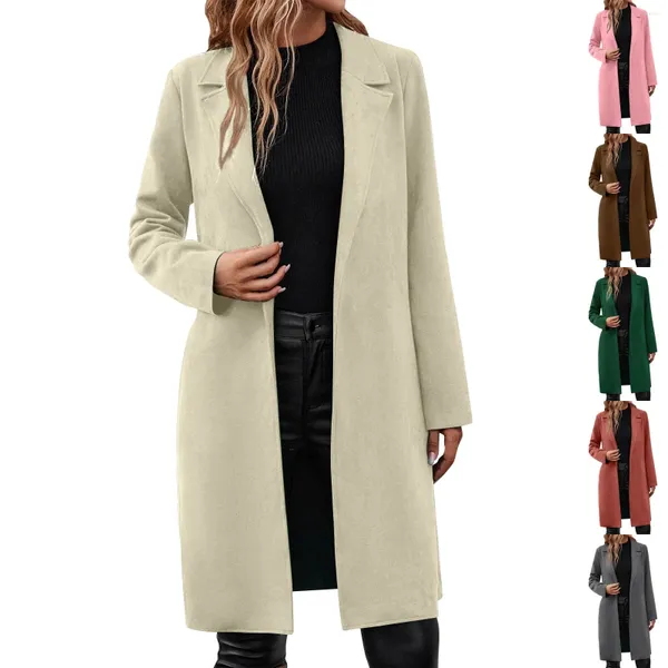 Giacche da donna Moda Tinta unita Manica lunga Tasca Colletto con bottoni Cappotto morbido classico comodo e accattivante alla moda