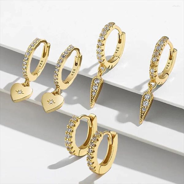 Orecchini a cerchio placcati in oro piccolo cerchio Huggie per le donne CZ zircone cristallo cuore fibbie per orecchie accessori per gioielli da sposa