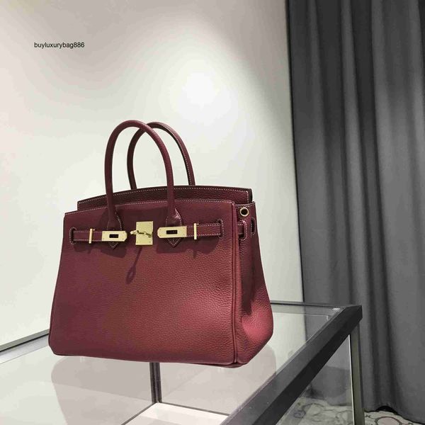 Borsa in vera pelle BK Borsa da donna in pelle con copricapo rosso vino di alta qualità di grande capacità