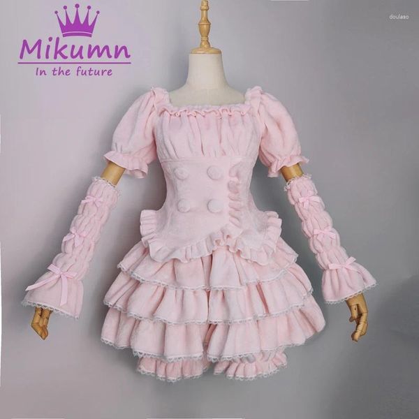 Blusas femininas mikumn estilo harajuku y2k bonito rosa pelúcia japonês mulheres velo camisas quentes lolita doce renda babados kawaii topos