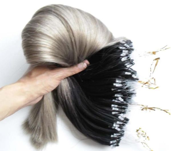 Серебряное наращивание волос с микро-петлей и кольцом 300 г 1gs 300-х годов Серый Реми Наращивание волос с микробусинами T1bGrey Micro Link Человеческие волосы Ex7131292