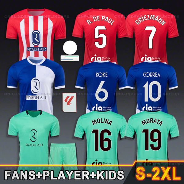 Atletico Madrids 2023 24 Griezmann Antoine Jerseys футбольный футбольный комплект Науэль Молина Кок ДеПаро Альваро Мората Ян Обал Корреа Депай Деп