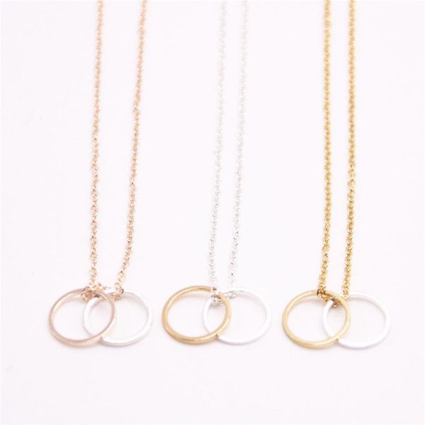 2018 кулон с геометрической фигурой, ожерелье с двумя полыми кругами, ожерелье, подарок женщинам3305