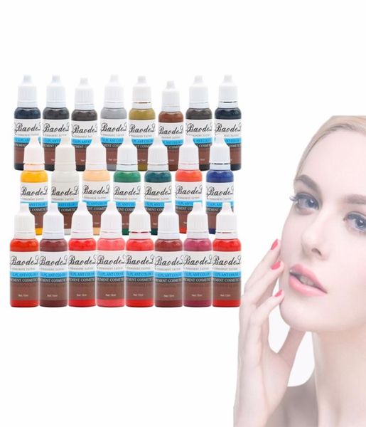 Permanent Make-Up Tinte Augenbrauen Tattoo Tinte Set 15ML 23 Farben Lip Microblading Pigment Professionelle Tattoo liefert1101455
