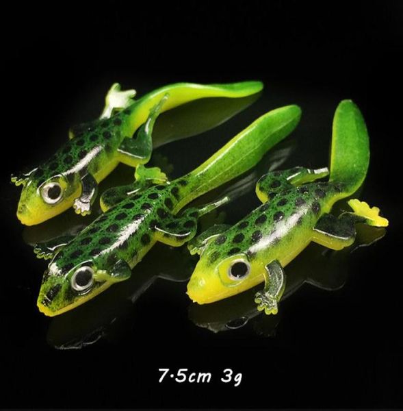 75 cm 3g Elliot Frog Iscas Macias Iscas Engrenagem De Pesca De Silicone 20 Peças / lote SH89082477